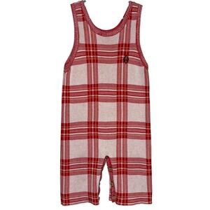 The Animals Observatory Red Plaid Boar Baby Cotton Blend Jumpsuit Size 18M